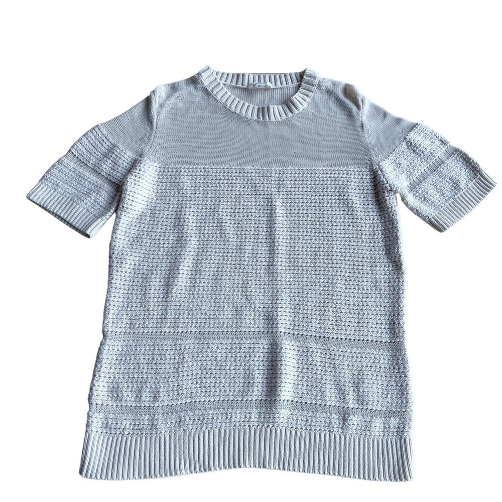 COS Cream Knit With Mesh Contrast Top US L